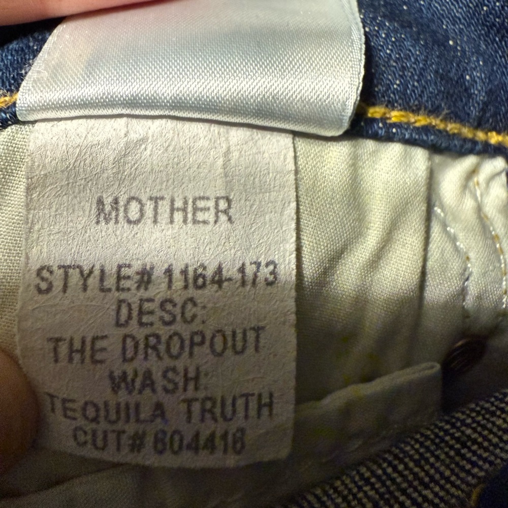 Mother Dropout Denim Jeans Tequila Truth size 25 - Picture 8 of 10